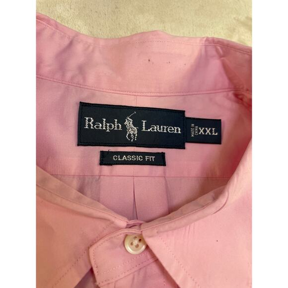 Ralph Lauren Classic Fit Pink Men’s Long Sleeve Button Up Shirt XXL - Picture 9 of 12
